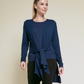 A bamboo long cardigan with a front tie feature