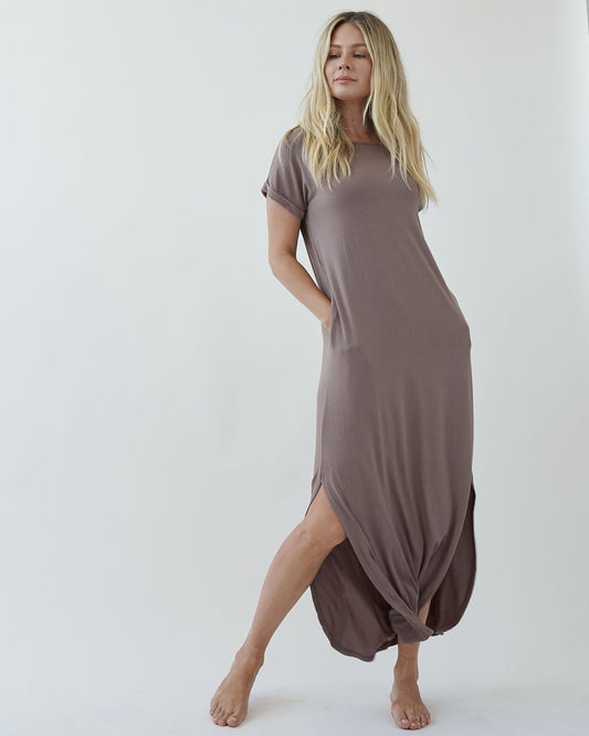 A bamboo maxi long dress, with oversized design, summer, leisure, loungewear