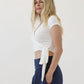 A Bamboo wrap crop top with sleeves