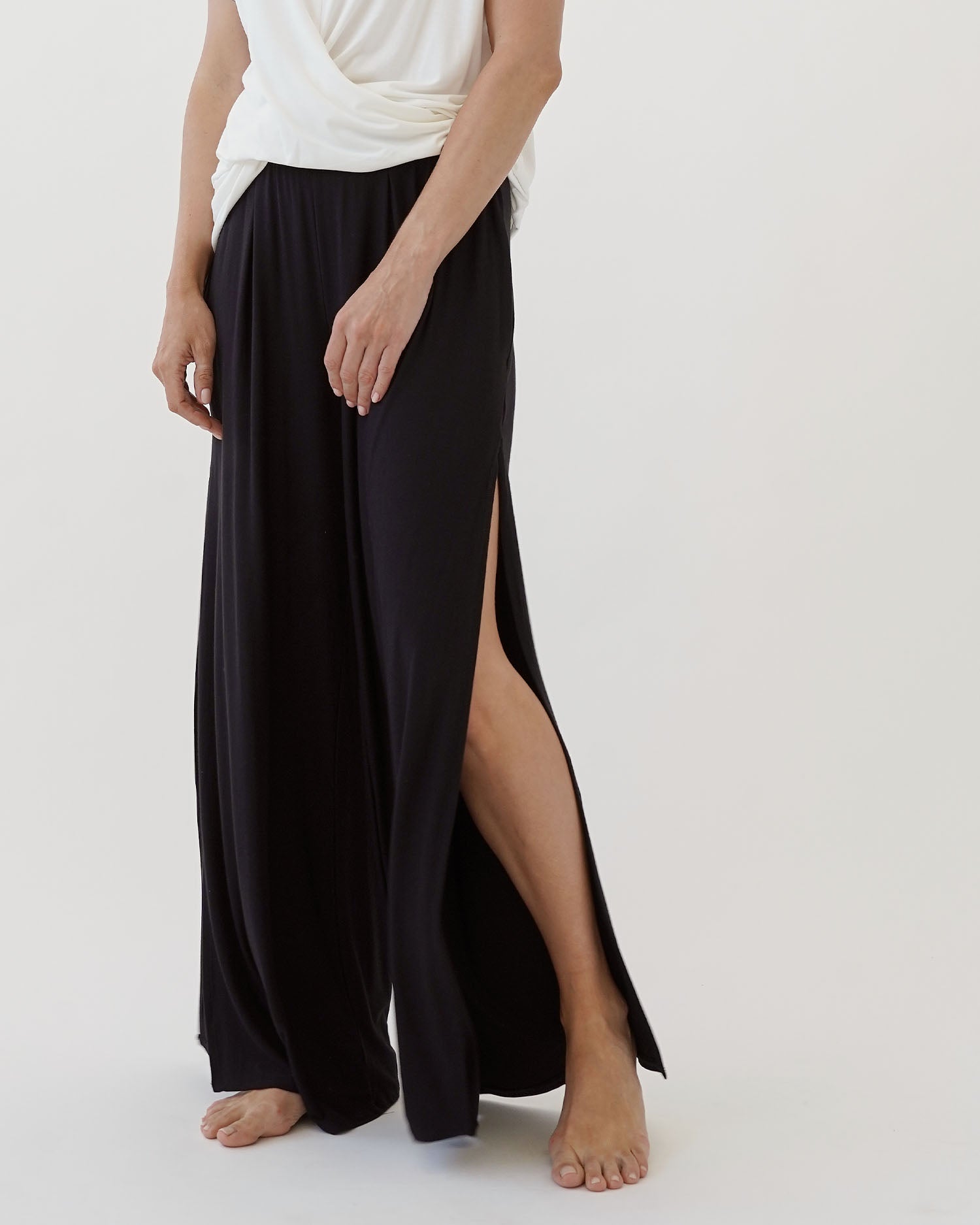 A bamboo pants with side split design