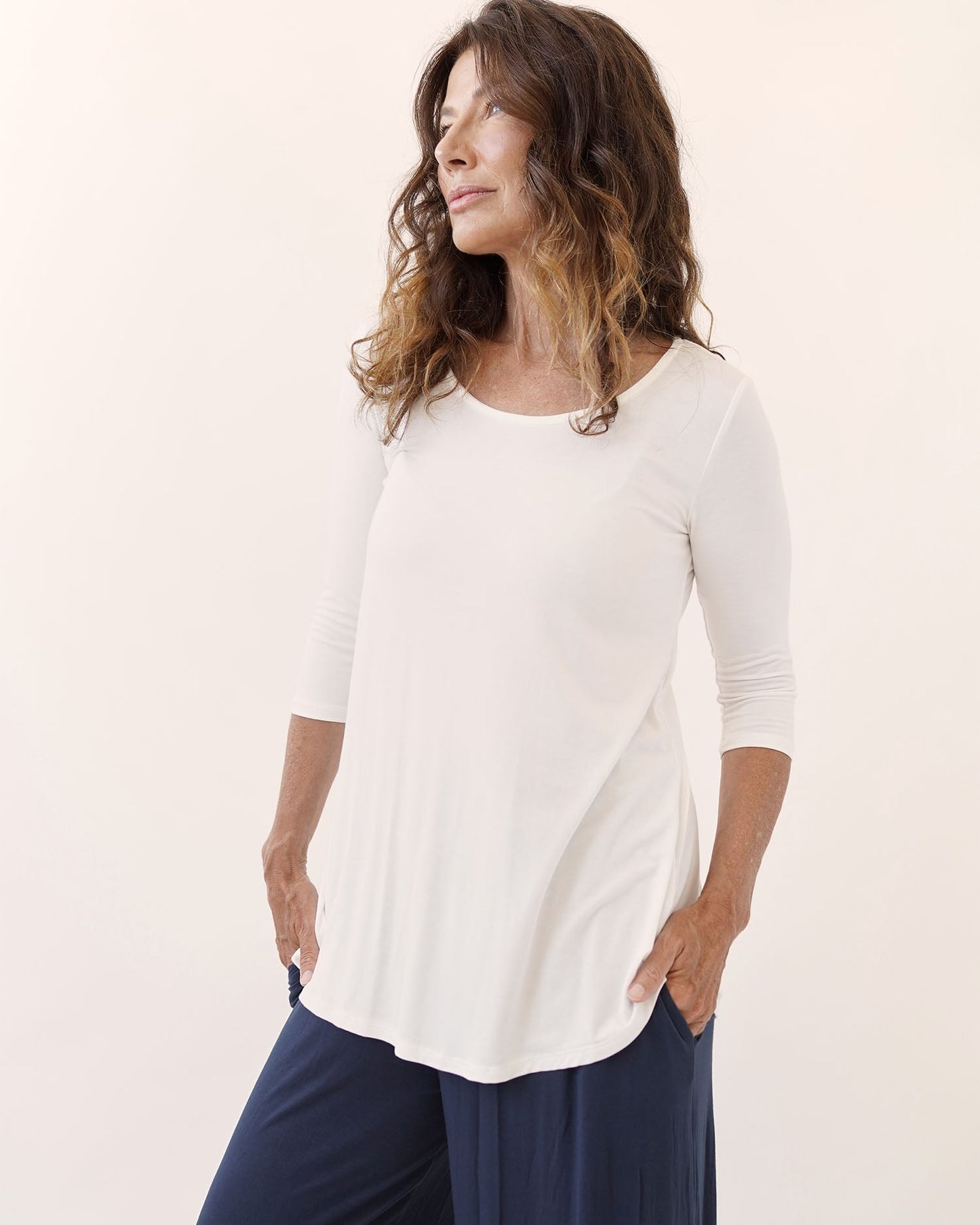 A bamboo ivory elbow tunic tshirt