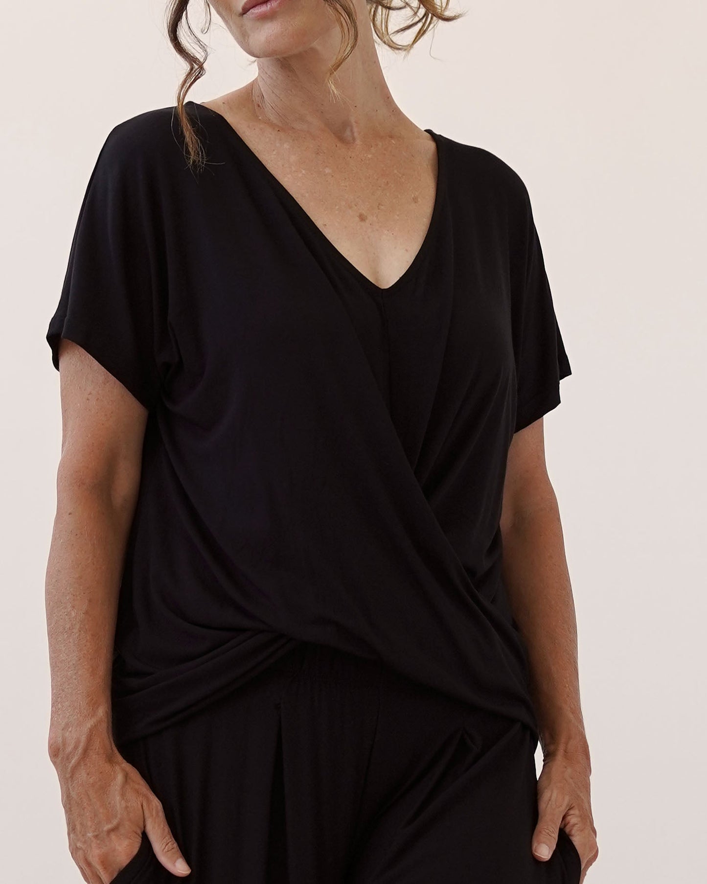 Bamboo Twist Front Dolman Top