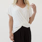 A bamboo ivory twist front dolman top