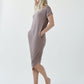 A bamboo short sleeve, asymmetric, with pockets, below knee length dress, and relaxed hemline design, Summer, Loungewear